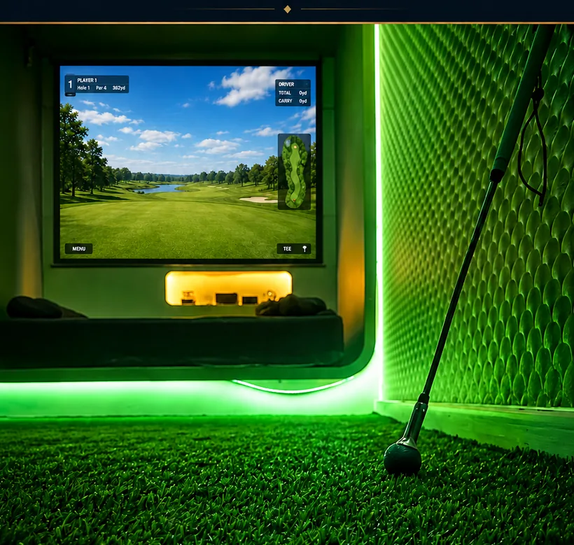 Golf simulator themed room